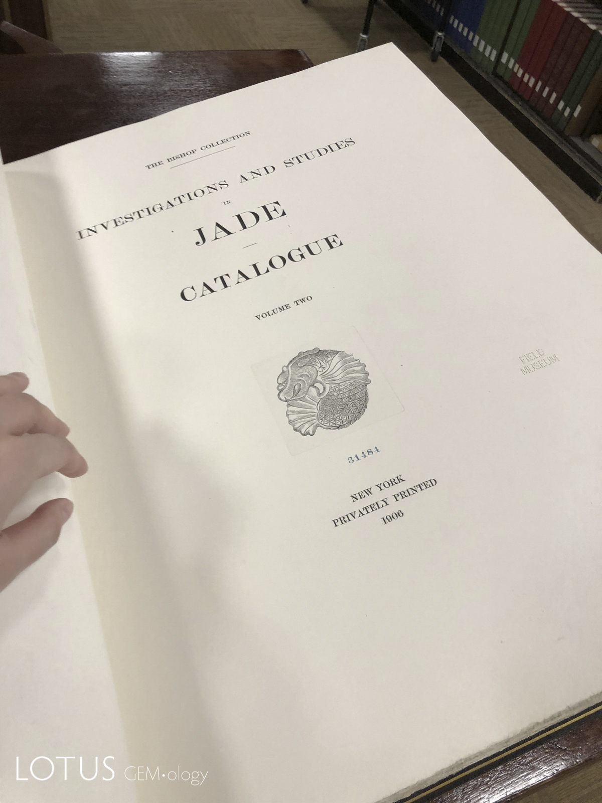 Title page of Herber Bishop's incredible The Bishop Collection: Investigations and Studies in Jade, a two-volume colossus that at the time of publication was the world's most expensive book to produce.
