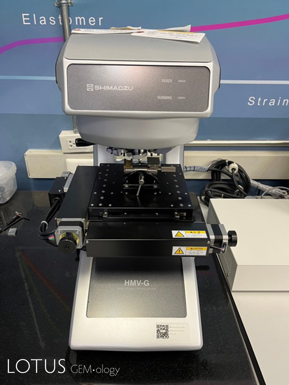 Figure 5. Left: Shimadzu Microhardness Tester HMV-G31-FA-D-HC60. Photo courtesy of NCTC.