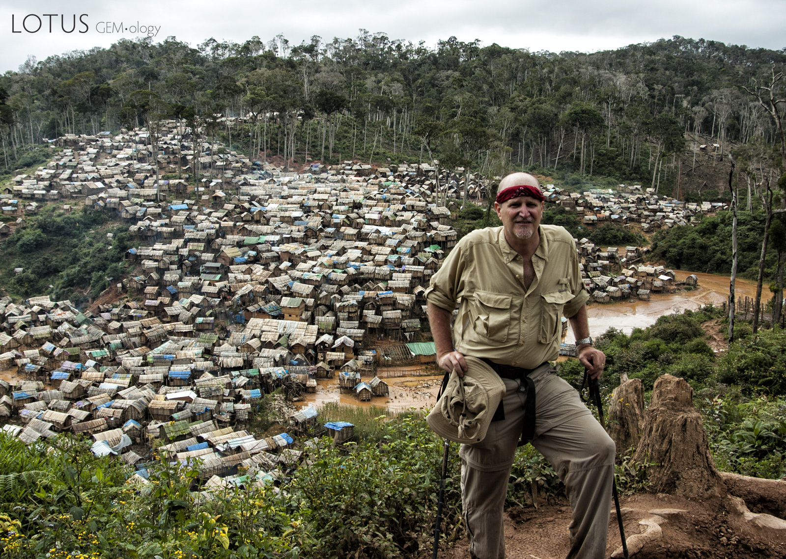Lotus Gemology's Richard Hughes above Madagascar's Moramanga village. The new Madagascar ruby find is believed to be in this area. Photo: R.W. Hughes, September 2005.