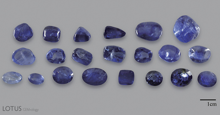 Top: Conventionally heated sapphires prior to undergoing HT+P treatment.
