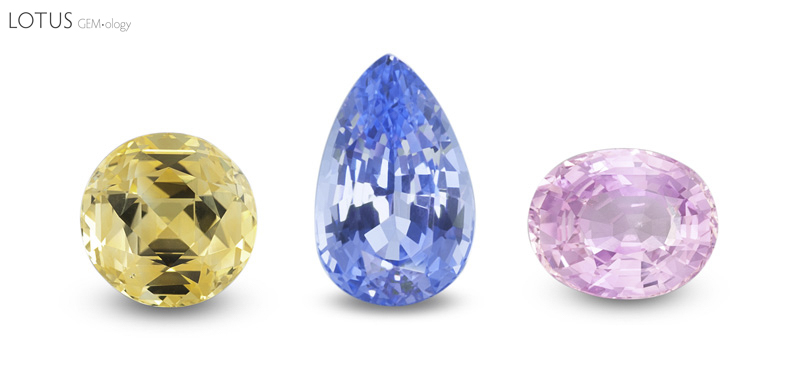 Pastel blue and yellow sapphires from Sri Lanka