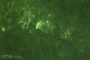 Micro shear zones in fei cui jade.