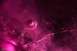 A melted crystal with a trapped gas bubble in a heat-treated ruby from the Thal-Cambodian border.